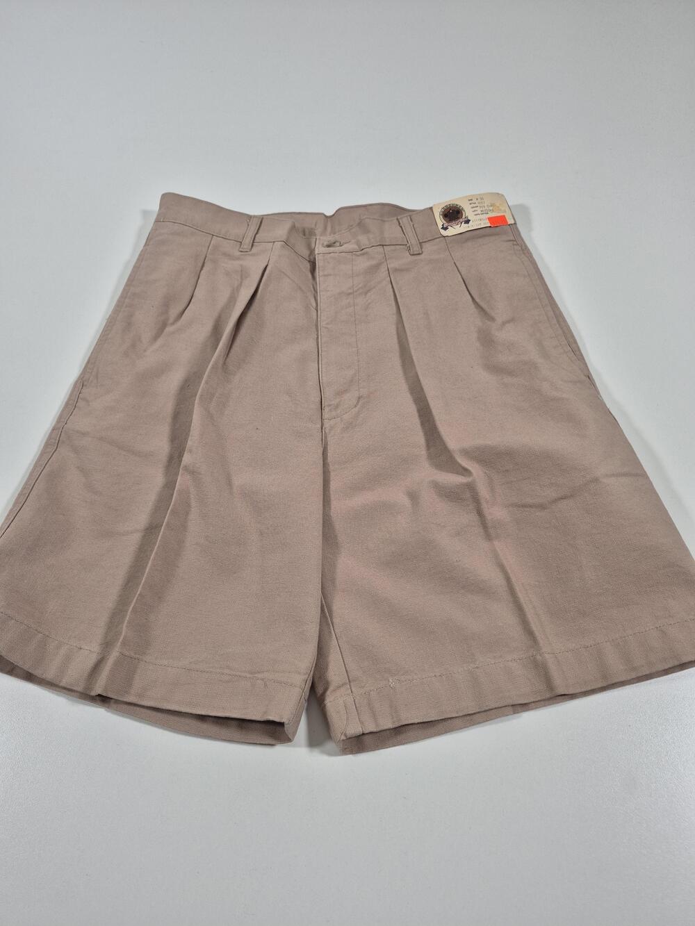 VTG J.J. Cochran Shorts Mens 30 Beige Chino 7" Inseam Cotton Pleated Canvas